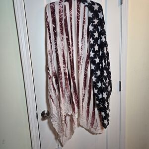 Patriotic American Flag Long Vest/kimono